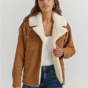 WRANGLER SHERPA CURDORY LINED TAN - LADIES JACKET, L